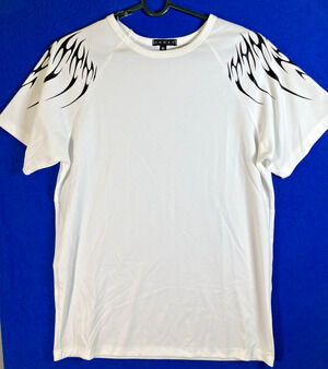 Romeo Men's T-Shirt White Tribal Wing Graphic Shoulder Print Size XL NWOT